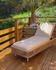 Sun Lounger with Cushion OSINI Reclining PE Rattan Beige_990455