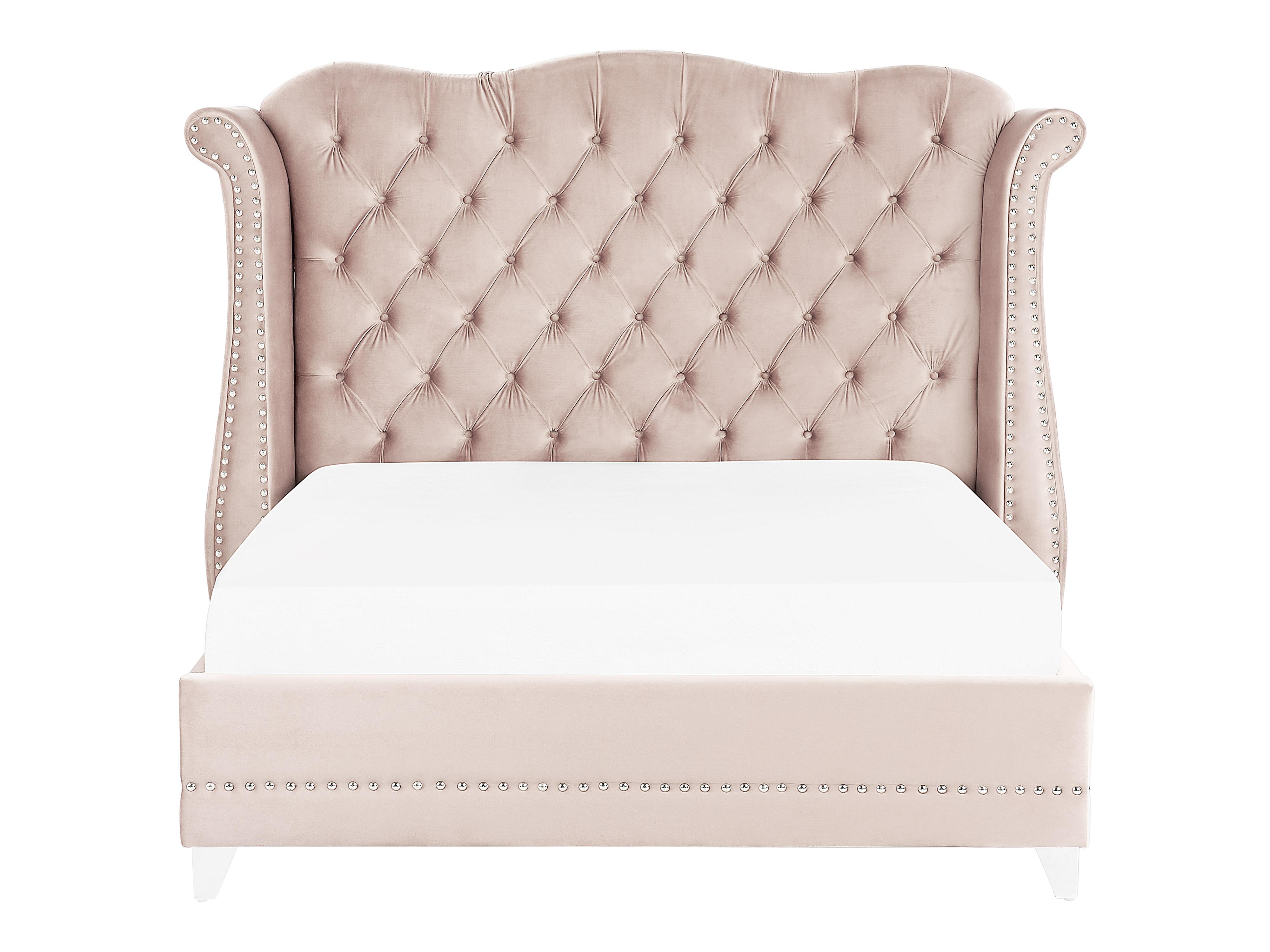 Bed Velvet AYETTE 160 x 200 cm (EU King Size) Pastel Pink_905316