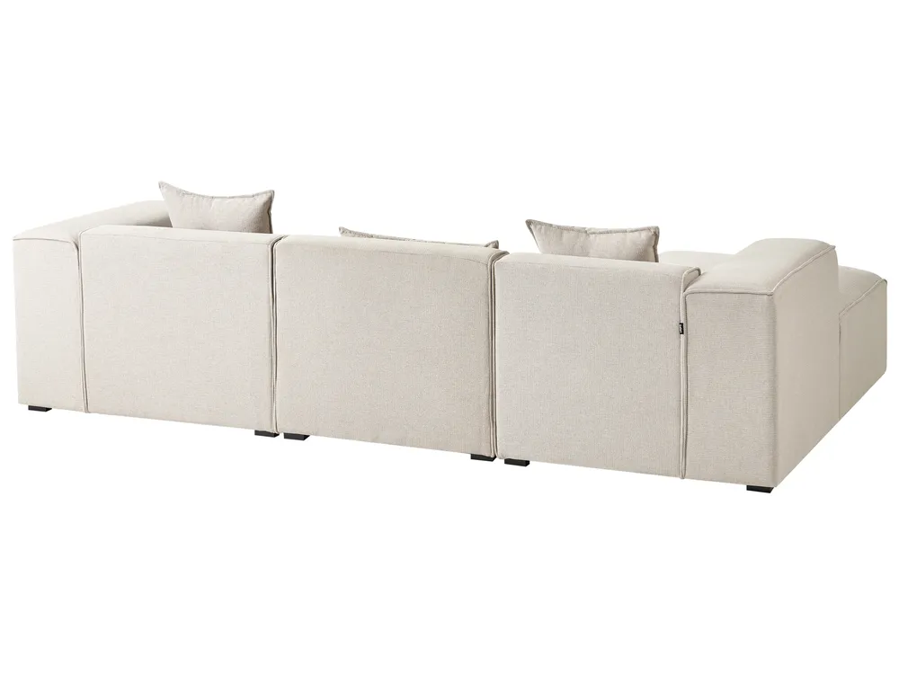 Ecksofa 3-Sitzer DOLVA Stoff Hellbeige rechtsseitig_984409