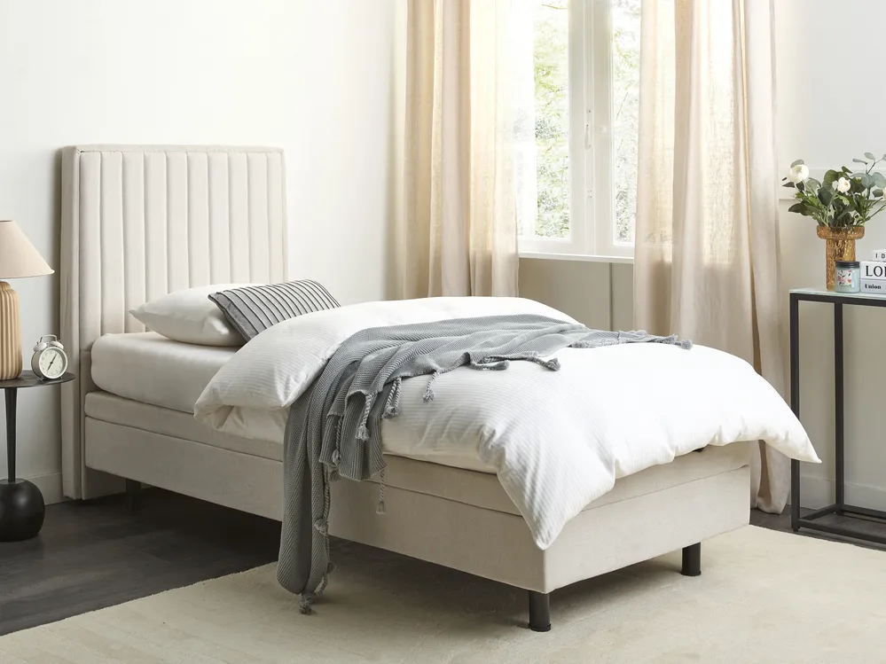 Bett verstellbar Stoff DUKE II 90 x 200 cm Hellbeige
