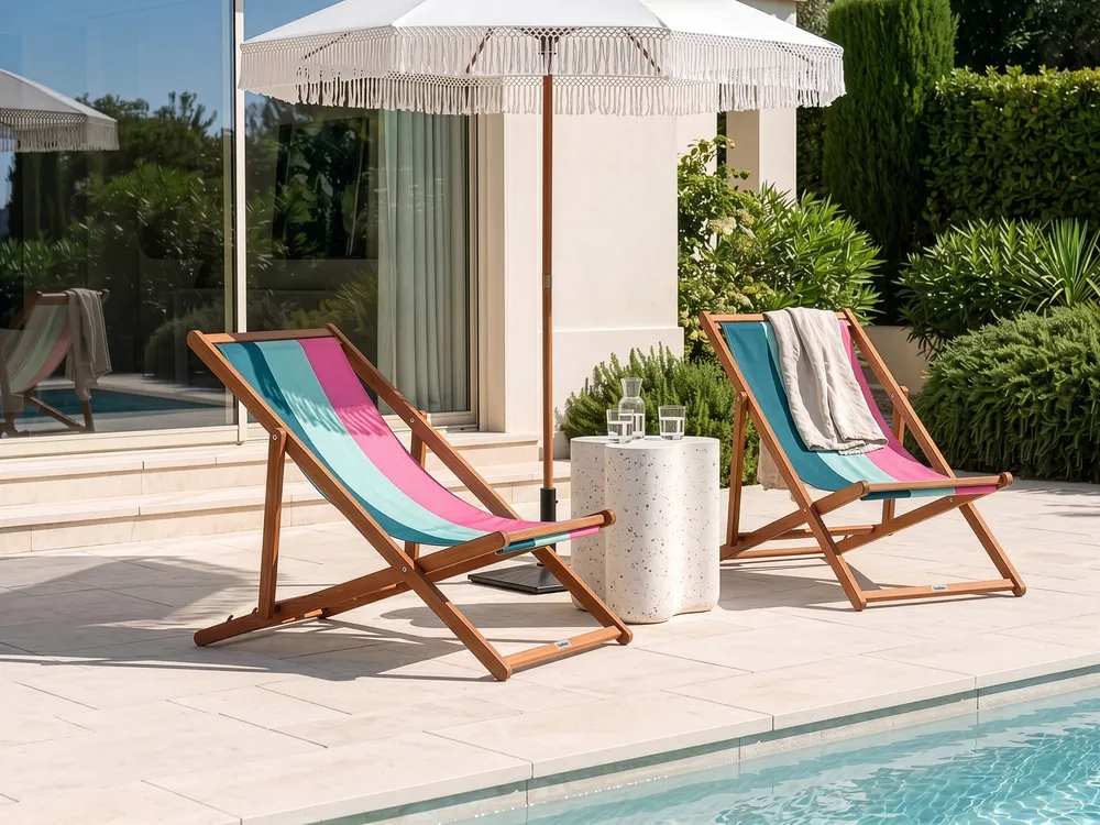 Ersatzstoff für Sonnenliege 2er Set ANZIO/AVELLINO 113 x 44 cm Bunt