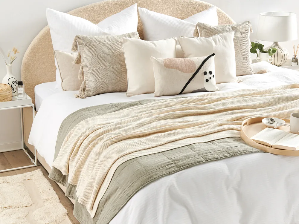 Kuscheldecke ASAKA Baumwolle 130 x 180 cm Beige