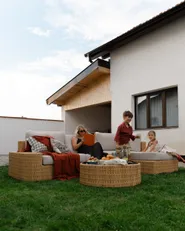 Garten Ecksofa mit Tisch 4-Sitzer OLIVERI Polyrattan Beige linksseitig_1169539