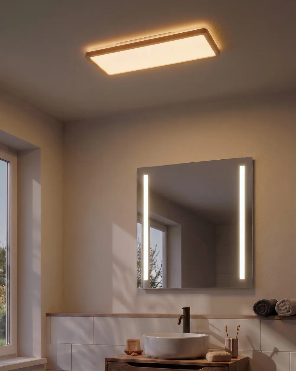 LED Deckenlampe ARDENZA mit Fernbedienung mit Dimmer Hellbraun