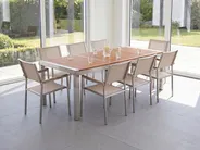 Garden Dining Set 8 Seater GROSSETO Eucalyptus Wood Brown/ Beige_768537