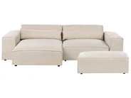 Modular Corner Sofa 3 Seater HELLNAR with Ottoman Velvet Light Beige Right Hand_910826