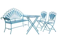 Bistro-Set mit Bank PAVIA Metall Blau_1046330