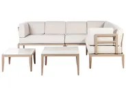 Garten Ecksofa mit Tisch 6-Sitzer RIMA III modular Metall Hellbeige linksseitig_908289