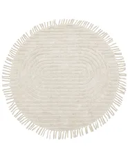 Teppich HALFETI Hellbeige ø 140 cm Baumwolle_847811
