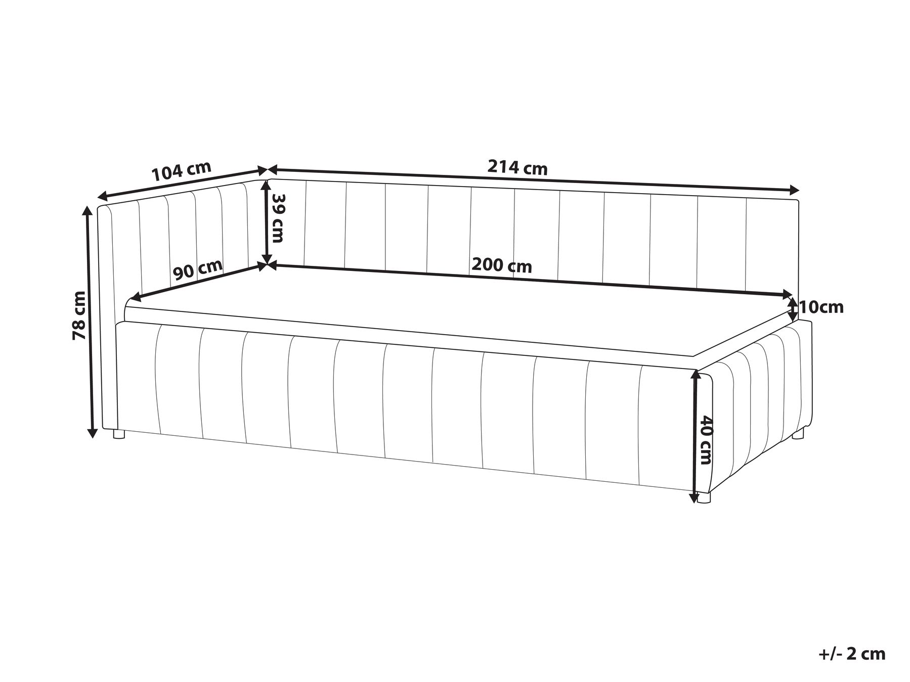 Tagesbett Samtstoff LISIEUX 90 x 200 cm Cremeweiß_1069028