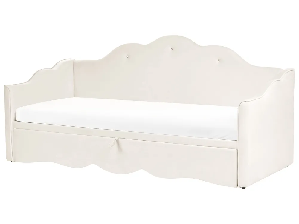 Ausziehbett Samtstoff LORETTE 90 x 200 cm Hellbeige_1081002