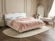 Bett mit Stauraum METZ Kunstleder Weiß 180 x 200 cm_707847