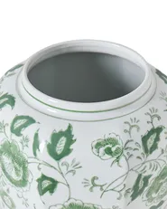 Vase mit Deckel FERROL 29 cm Porzellan Weiß / Grün_1052926