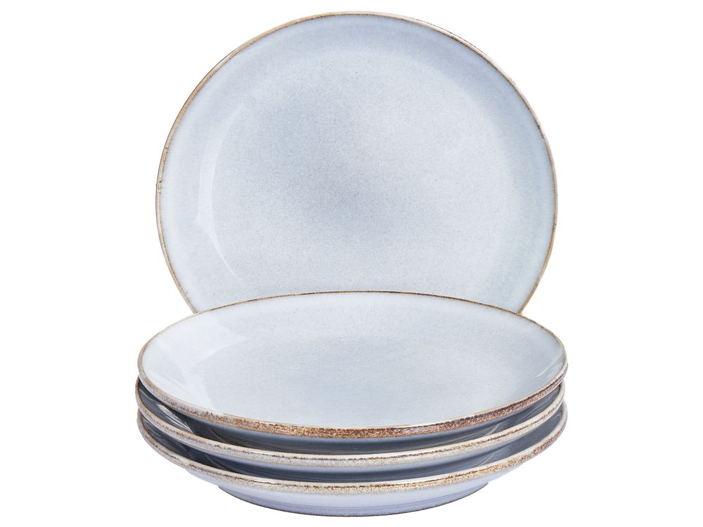 Set of 4 Side Plates JUNIPER Stoneware Light Blue