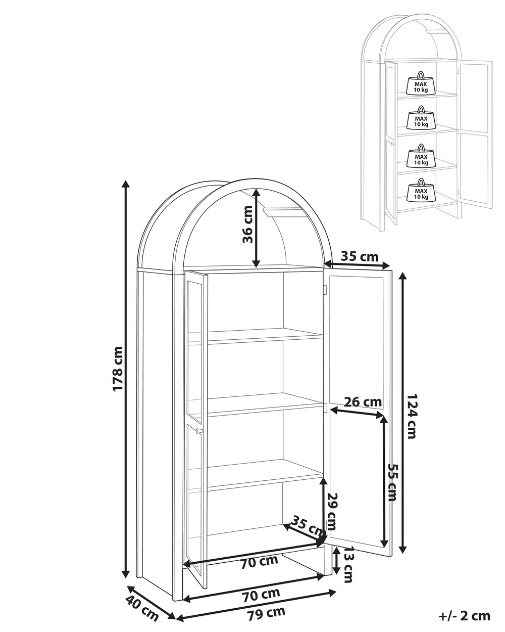 Vitrine mit Glastüren GLENWOOD 79 cm Hellbraun_998711