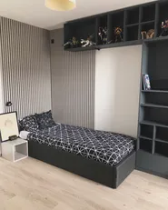 Bett mit Stauraum ohne Kopfteil DINAN Stoff Dunkelgrau 90 x 200 cm_933042