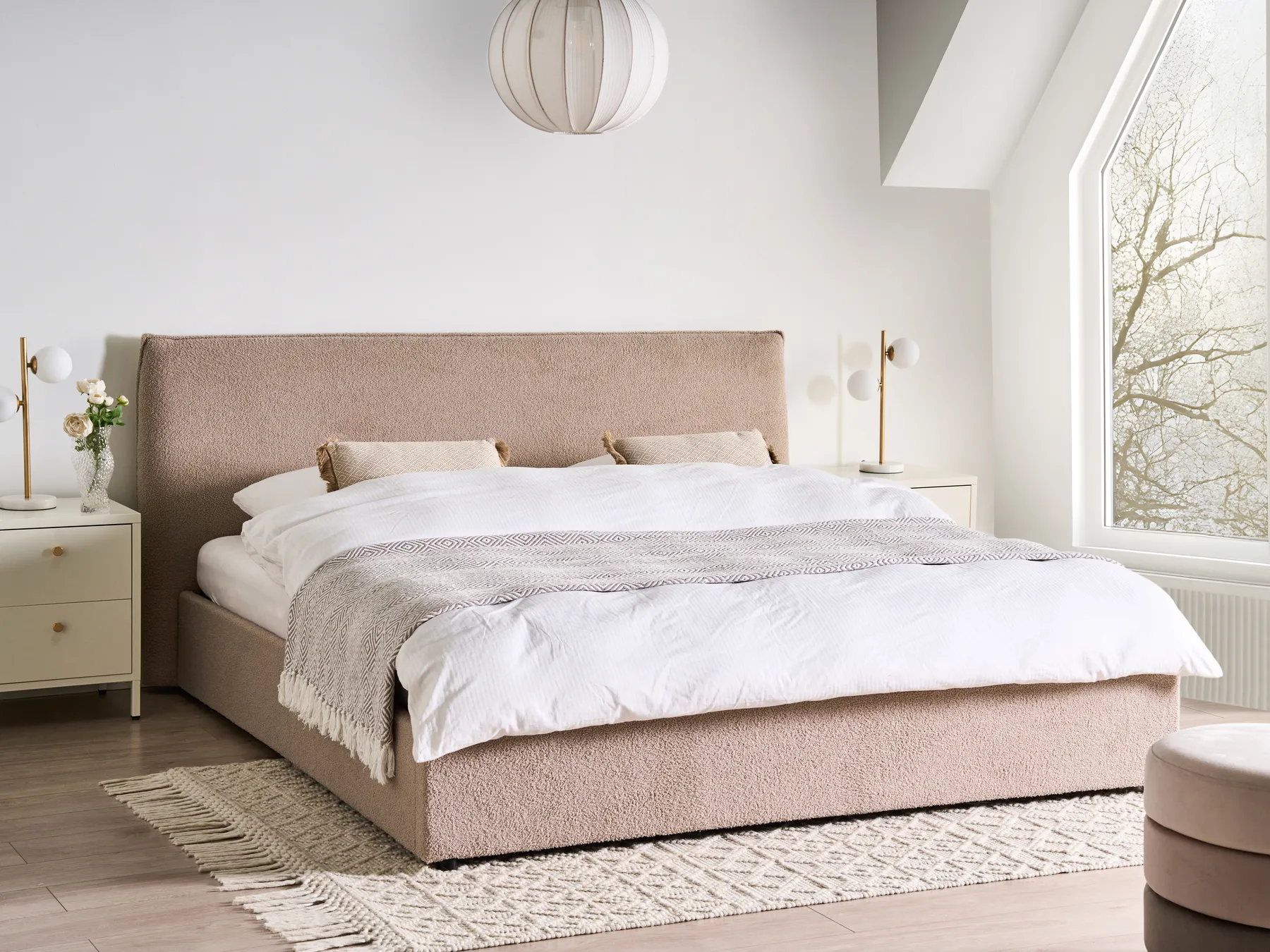 Bett mit Stauraum LAVAUR Bouclé Taupe 180 x 200 cm_989440
