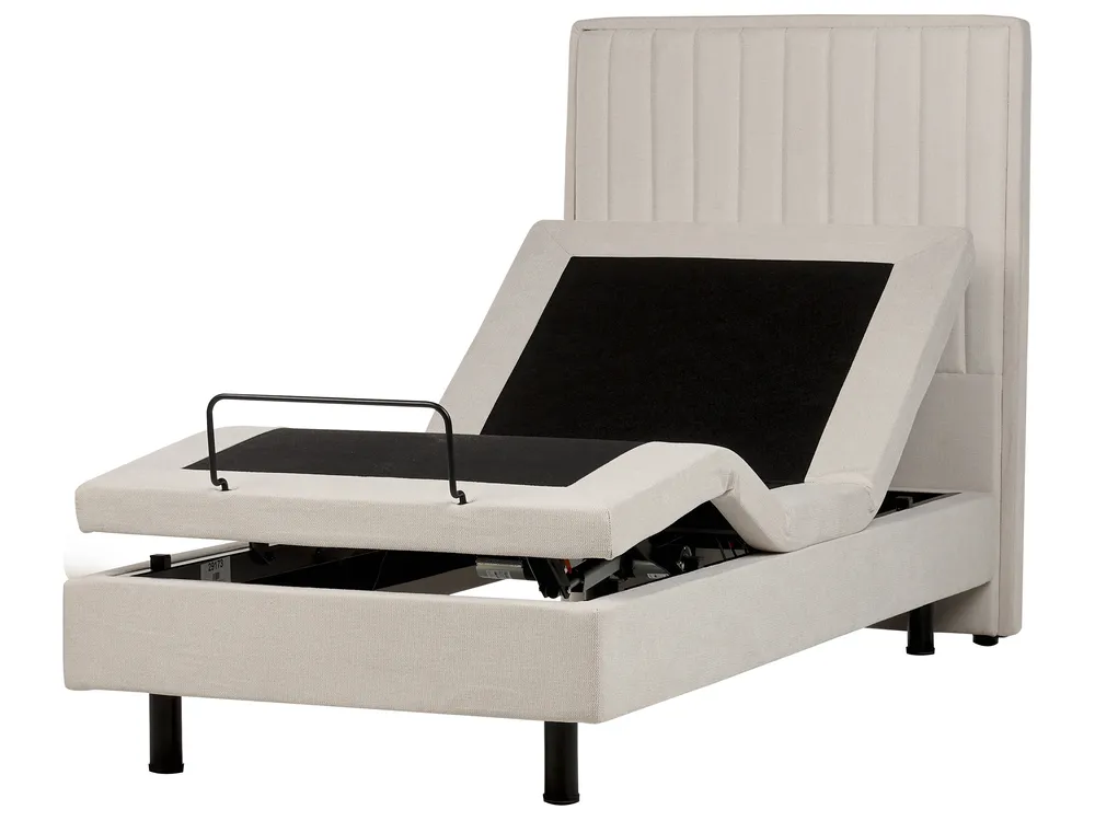 Bett verstellbar Stoff DUKE II 90 x 200 cm Hellbeige