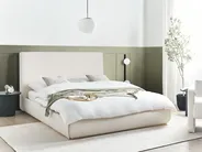 Bett mit Stauraum CAMPAGNE Stoff Hellbeige 160 x 200 cm_972047