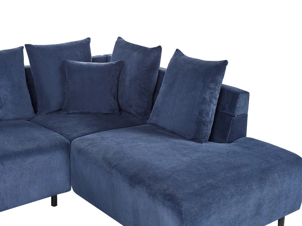Ecksofa 4-Sitzer LUNNER Cord Dunkelblau linksseitig_961067