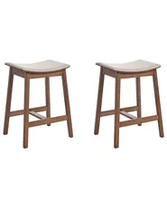 Set mit 2 Barhockern DIXON Holz Dunkelbraun / Beige_949291