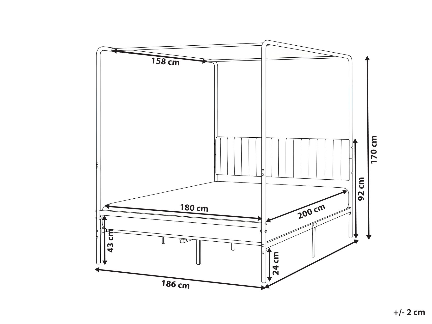 Himmelbett Metall MIRABEAU 180 x 200 cm Schwarz_1033531