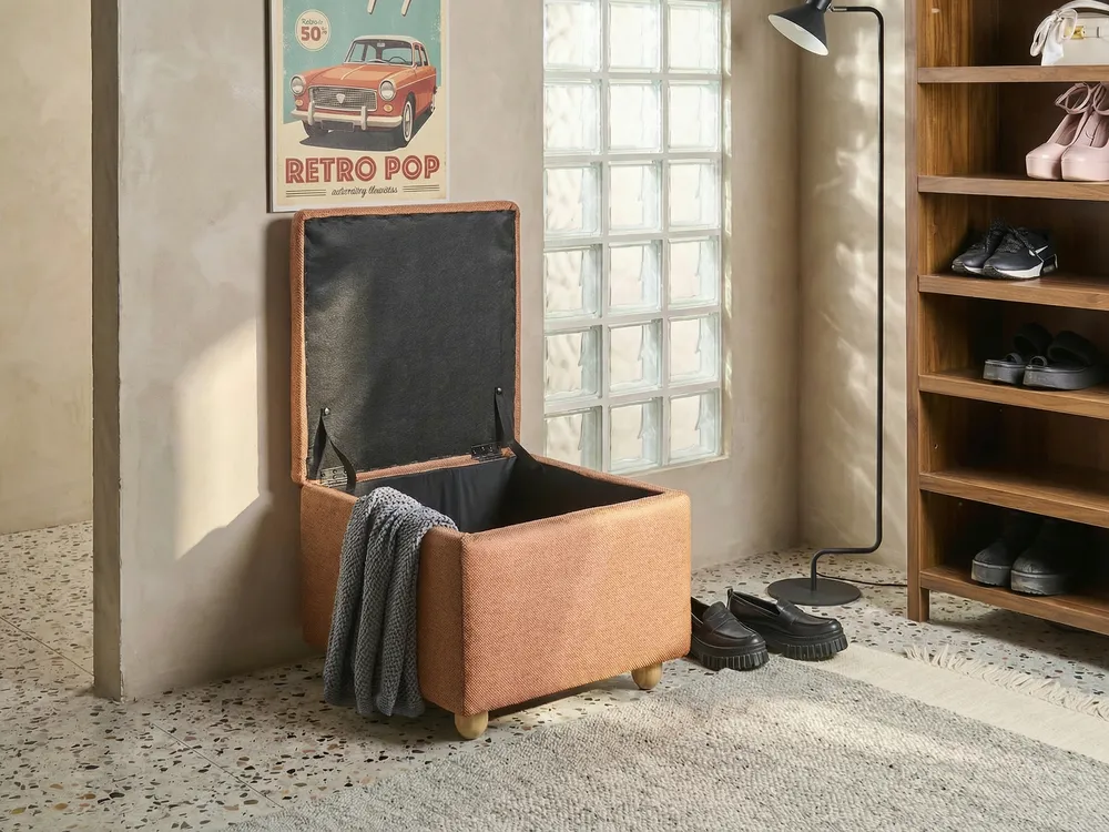 Storage Pouffe FERNDALE Fabric Golden Brown_1056131