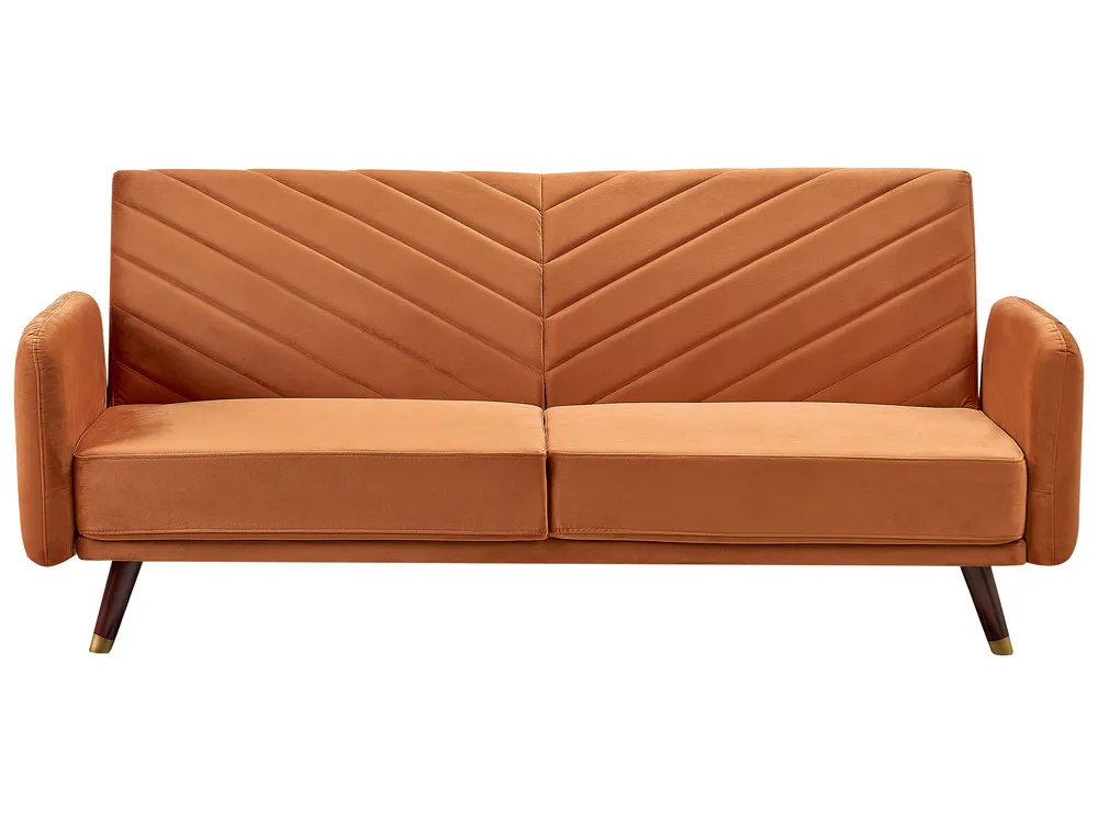 Schlafsofa 3-Sitzer SENJA Samtstoff Orange