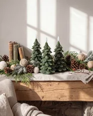 Set of 3 LED Candles VELOURA 16 cm Christmas Tree Green_1085094