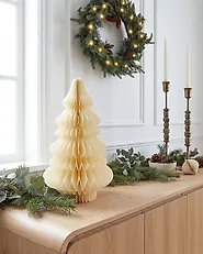 Weihnachtsdekoration Tischlampe DREVJA 51 cm Weihnachtsbaum Beige_1186097