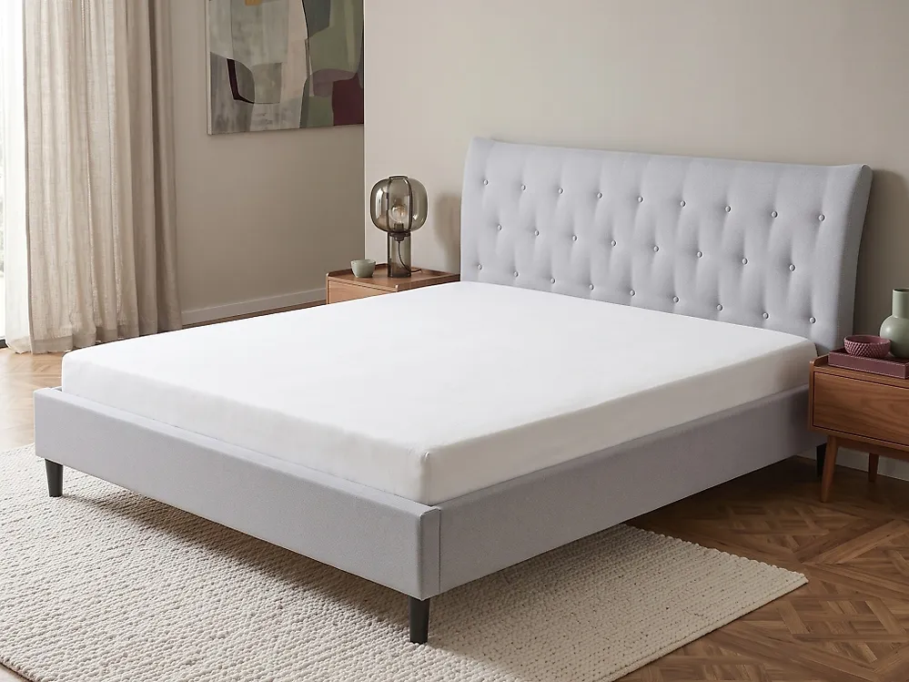 Bett mit Lattenrost Stoff SAVERNE 180 x 200 cm Hellgrau_1175808