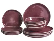 Set of 12 Dinnerware HOPS Stoneware Burgundy_1060703