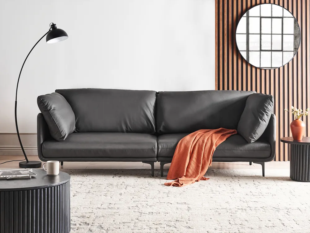 Sofa 3-Sitzer REVSNES Stoff Schwarz