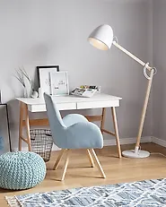 Stehlampe HETTON verstellbar Eichenholz Weiß_1176563
