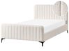 Bett mit Lattenrost Bouclé LUNAN 120 x 200 cm Cremeweiß