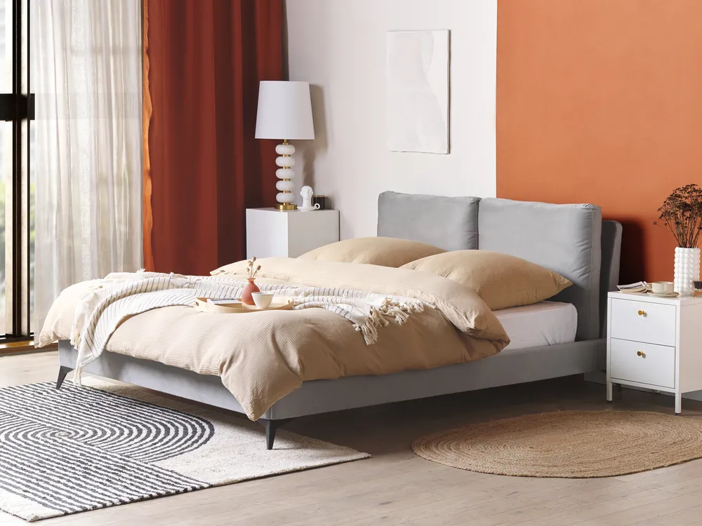 Bett mit Lattenrost Samtstoff MELLE 160 x 200 cm Grau