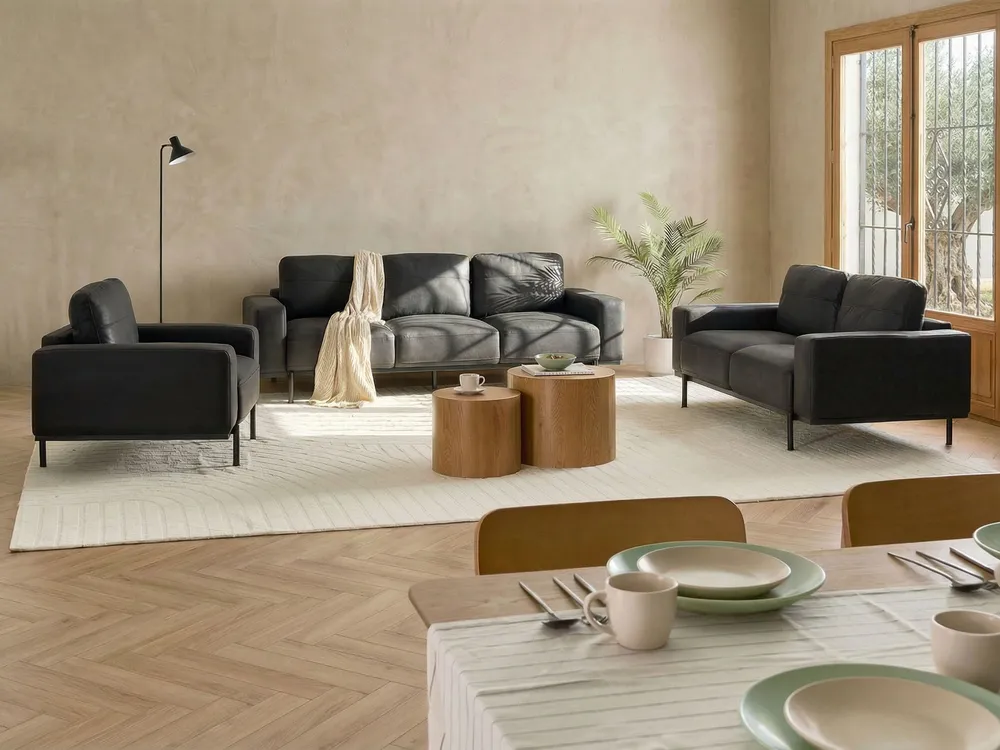 Sofa Set 6-Sitzer SOVIK Kunstleder Schwarz