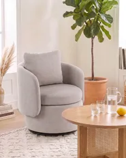 Swivel Armchair HORSENS with Storage Fabric Beige_1063296