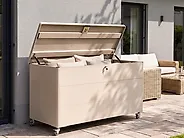 Aufbewahrungsbox KYMI 136 cm 55 cm Metall mit Rädern Beige_1172867