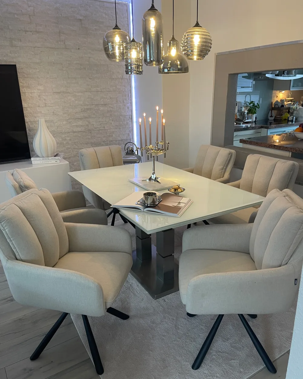 Esszimmerstuhl 2er Set drehbar SARDOAL Stoff Hellbeige