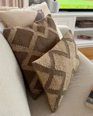 Dekokissen 2er Set GOPI 45 x 45 cm Jute Hellbraun Geometrisches Muster_1183323