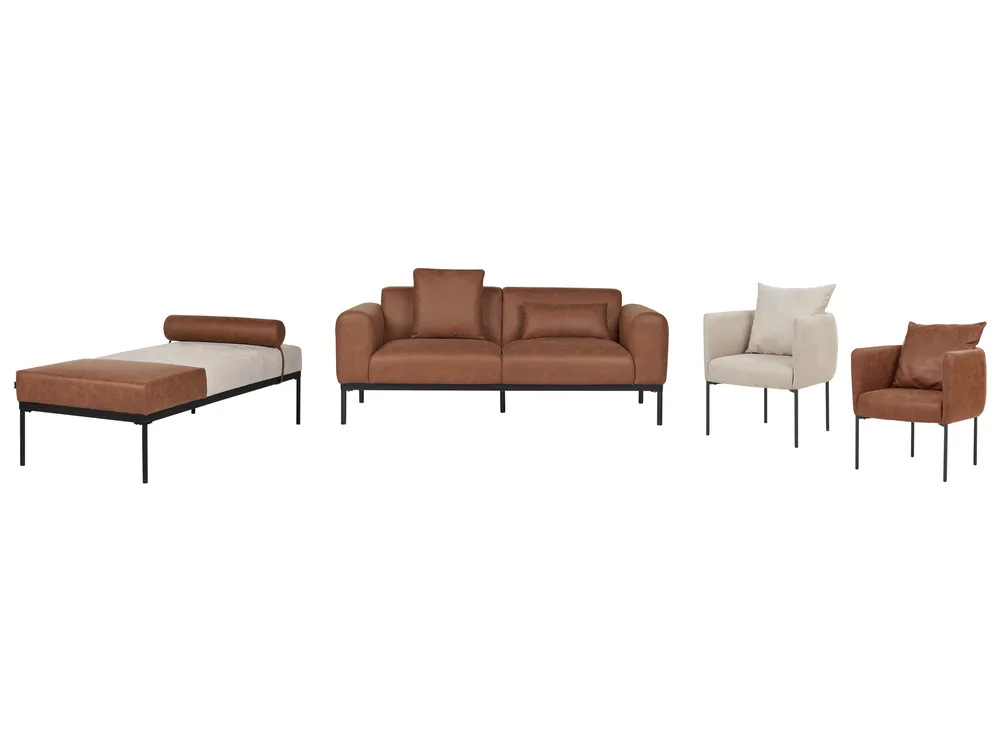 Chaiselongue MALMOS Kunstleinen Kunstleder Braun_933381