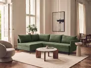 Eckschlafsofa 3-Sitzer KOGE mit Stauraum Stoff Grün rechtsseitig_1087842