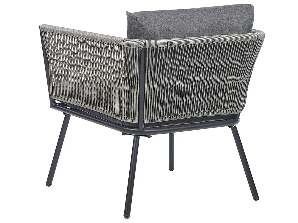 Bistro Set with Cushions GARGANO PE Rattan Grey_856483