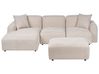 Modul Ecksofa 3-Sitzer HEDE mit Ottomane Stoff Hellbeige rechtsseitig