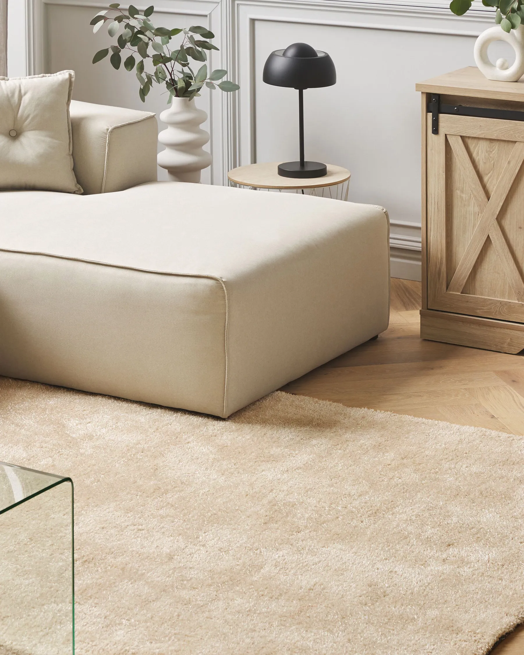 Shaggy-Teppich DEMRE Beige 200 x 200 cm_1133372