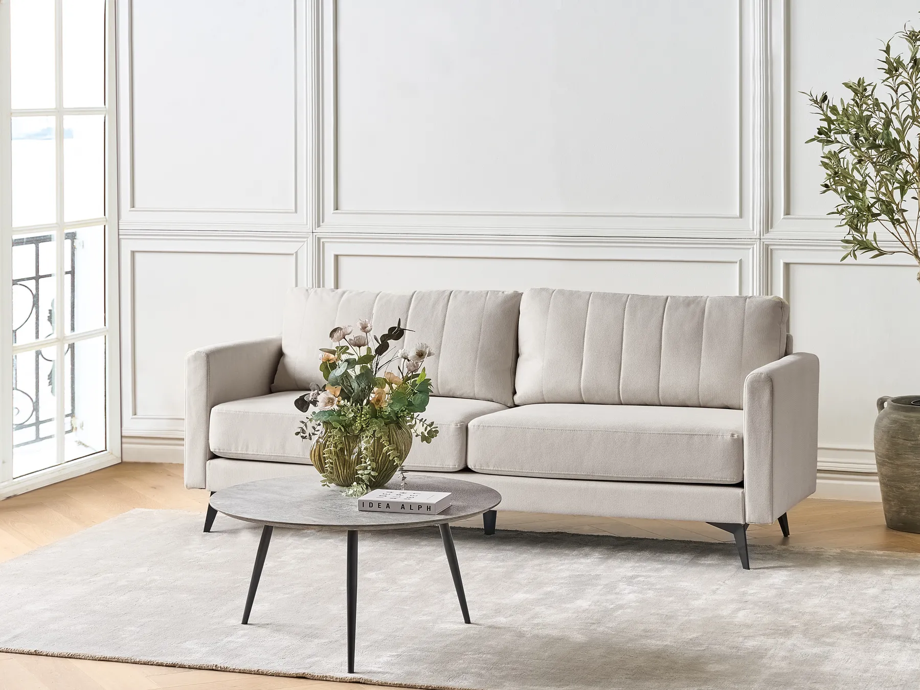 Sofa 3-Sitzer MALA Stoff Hellbeige_934096