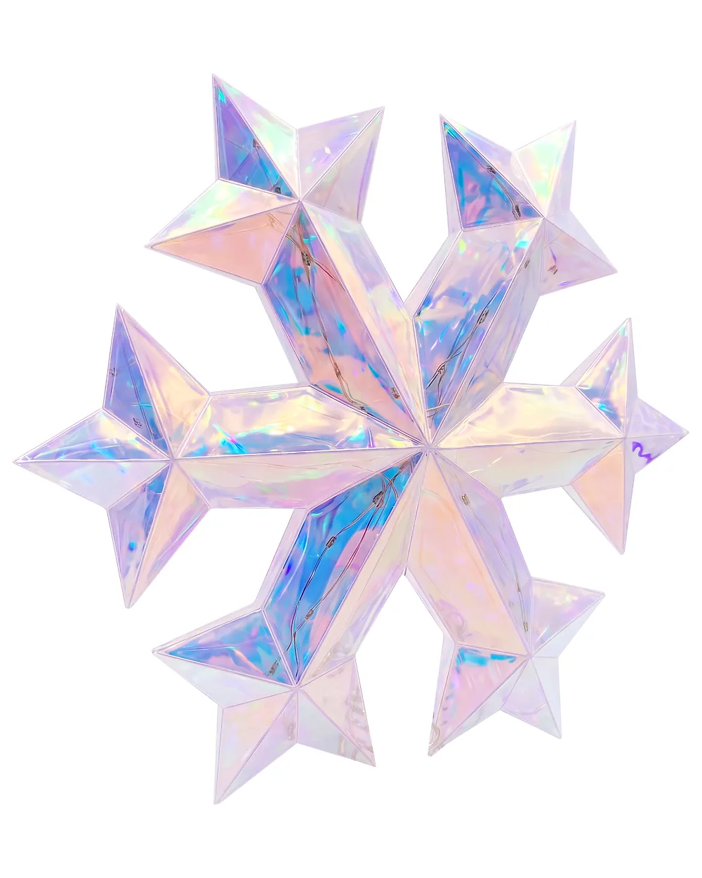 Set of 3 Hanging Decorations LED MULTIA 25 cm Snowflake Multicolour_1186413