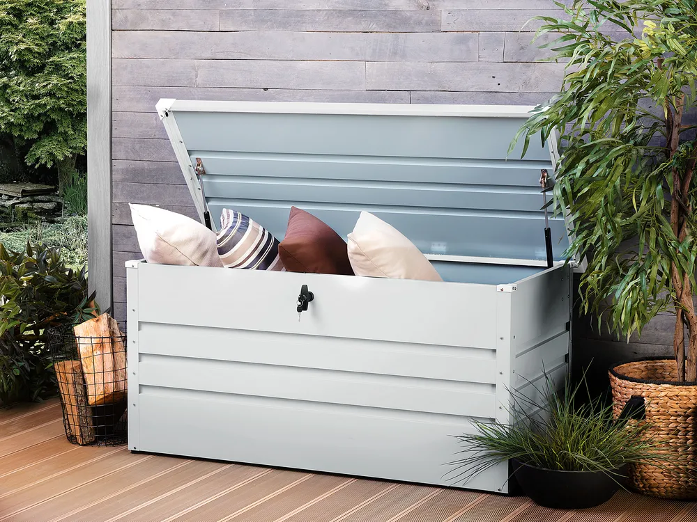 Aufbewahrungsbox CEBROSA 132 cm 62 cm Metall Hellgrau
