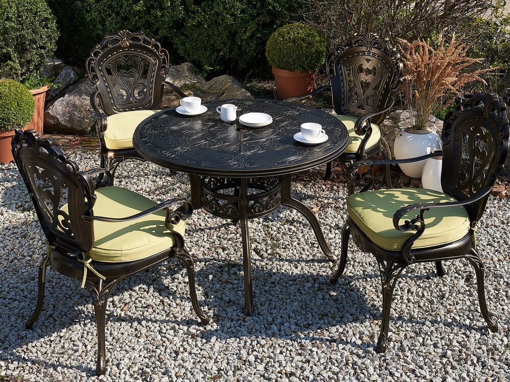 Table de salle à manger de jardin SAPRI 100 cm 100 cm Métal Marron foncé